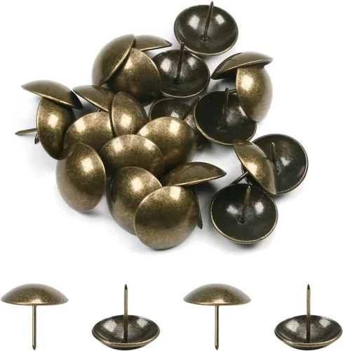 Vista 25 de MroMax 120 tachuelas de clavos para tapicería de 0.47 pulgadas de diámetro, hierro de estilo vintage, de metal, redondos, de 0.67 pulgadas de altura