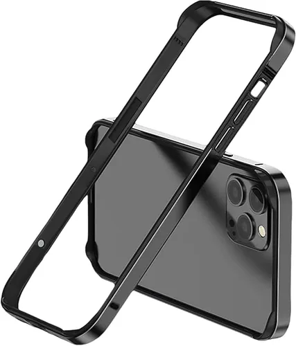 Vista 22 de Funda rígida delgada con marco de aluminio para iPhone 13 Pro, armadura de marco de metal con protección interior suave, protección de borde elevado