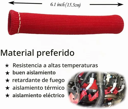 Vista 2 de Mangas protectoras para cables de bujía con aislamiento de protección térmica, cubierta de blindaje térmico de 1200 grados, 6 pulgadas para auto
