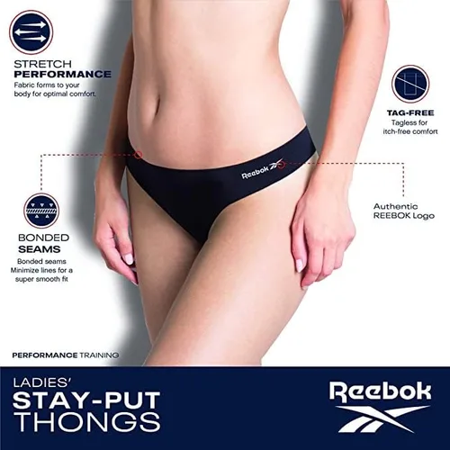 Vista 3 de Reebok Ropa interior para mujer tanga sin costuras paquete de 8