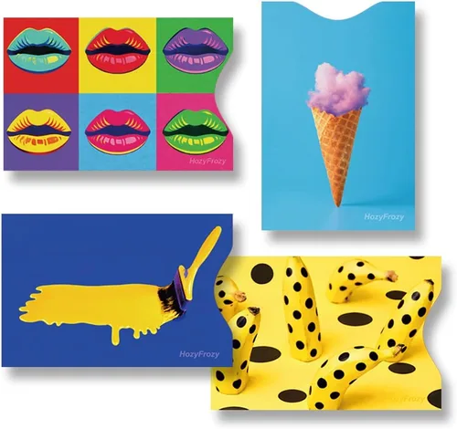 Vista 3 de Paquete de 8 fundas de bloqueo RFID para tarjetas de crédito, protectores de tarjetas delgadas para cartera, escudo RFID antirrobo, diseños de arte