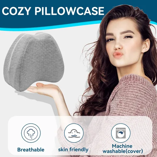 Vista 5 de QISHFEN Almohada de rodilla para personas que duermen de lado, espuma viscoelástica para el dolor de cadera, almohada de piernas para dormir