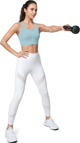 Vista 7 de Yvette Sujetadores deportivos para mujer de alto impacto con cremallera frontal, brasier deportivo de alto soporte, busto grande para entrenamiento