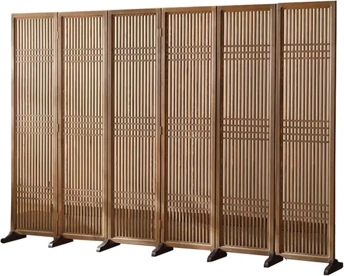 Vista 10 de 2 3 4 5 6 8 10 paneles de madera para pared de división de habitación, pantallas de privacidad plegables con base desmontable, para el hogar, hotel