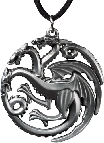 Vista 2 de Collar y colgante moldeado a presión de dragón Targaryen de Game Of Thrones