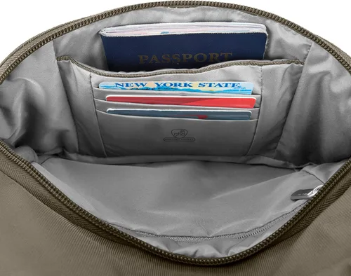 Vista 4 de Travelon Bolsa de mensajero esencial clásica antirrobo, Nuez moscada, Bolsa de mensajero esencial clásica antirrobo
