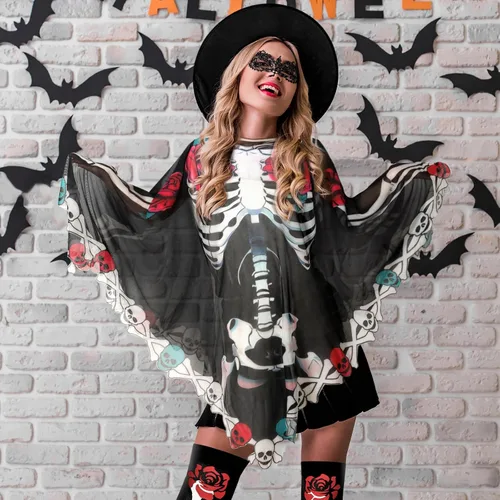 Vista 4 de Eurzom Traje de esqueleto de Halloween de 18 piezas para guantes de hueso, calcetines, orejas de gato, diadema, máscara de ojos, tatuajes faciales