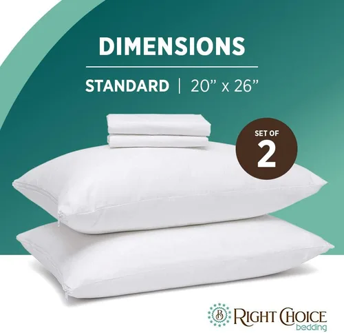 Vista 2 de Protectores de almohada de algodón con cremallera, fundas de almohada hipoalergénicas, fundas de almohada con cremallera, tamaño estándar 20 x 26