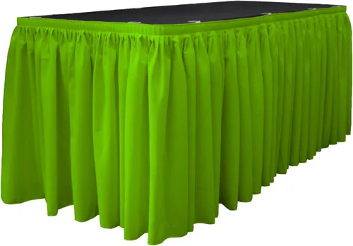 Vista 62 de LA Linen Falda de mesa de popelina de poliéster para mesas rectangulares, tela plisada para banquetes de boda, 14 pies por 29 pulgadas de largo