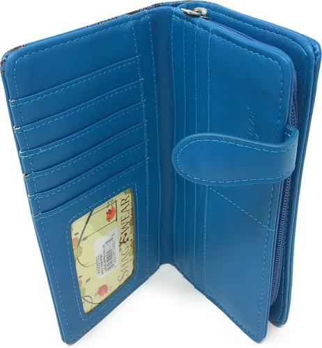 Vista 4 de Shag Wear Wolf Paw - Cartera grande con estampado de animales para mujeres y adolescentes, piel sintética vegana de 7 pulgadas, color azul, Azul