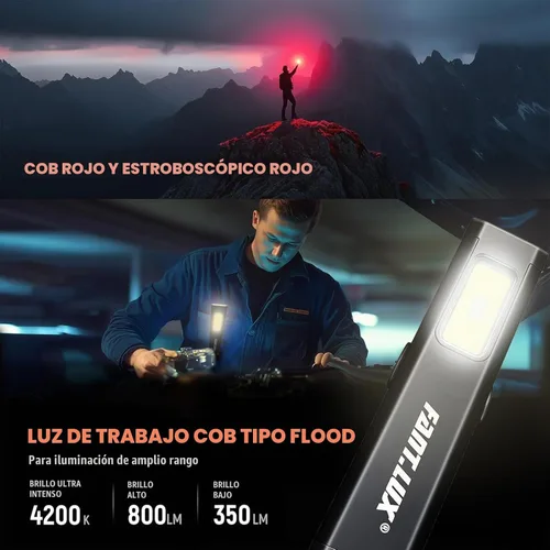 Vista 3 de Linterna de bolsillo, linternas EDC compactas multimodos, USB-C recargable, IPX4, material doble con base magnética, clip para sombrero y ropa