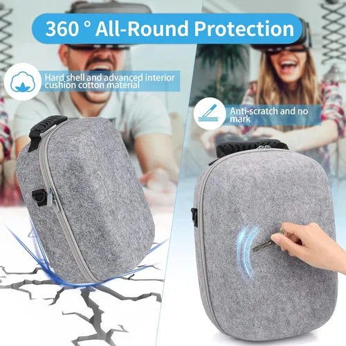 Vista 3 de HuiJuKeJi Hard Carrying Case Compatible with PlayStation VR2 Gaming Headset and Touch Controllers Accessories,Anti-collision Box for PSVR2 with