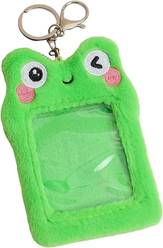 Vista 7 de Lindo soporte de tarjeta de fotos de felpa para almacenamiento de fotos de ídolos, bolsa de llavero colgante para tarjetas de juego, tarjetas