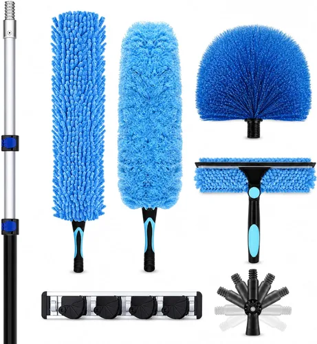 Vista 9 de Kits de plumero para techos altos de 25 pies con poste de extensión de servicio pesado de 5 a 18 pies - Limpiador de aspas de ventilador, removedor