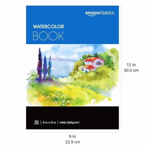 Vista 10 de Amazon Basics - Bloc para acuarela, 9 x 12 pulgadas, 140 lb/300 g/m², 30 hojas, color blanco