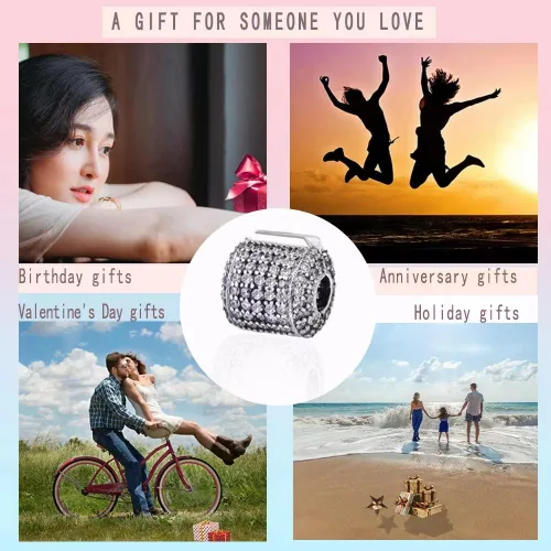 Vista 5 de Abalorios de plata de ley 925 para pulseras Pandora, regalos de joyería para mujer y niña.