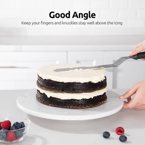 Vista 4 de Set de espátulas U-Taste de glaseado con ángulo inclinado Stainless Steel Blade with PP Plastic Handle, Metal Baking Spatula for Cake Decorating