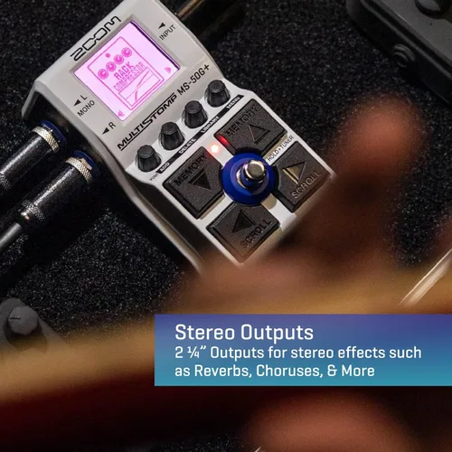 Vista 5 de Zoom MS-50G+ Pedal de efectos para guitarra MultiStomp, Caja única, 100 efectos, Salidas estéreo, Sintonizador, Con Drives, Modulaciones, Delays