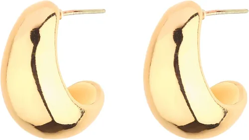 Vista 8 de Juego de aretes de aro gruesos de oro para mujer, chapados en oro de 14 quilates, hipoalergénicos, gruesos y abiertos, ligeros, Latón, No es una