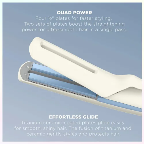 Vista 2 de INFINITIPRO BY Conair QuadAir - Plancha plana para alisar el cabello, control de daños con alisado de una sola pasada, Quad Power es cuatro placas