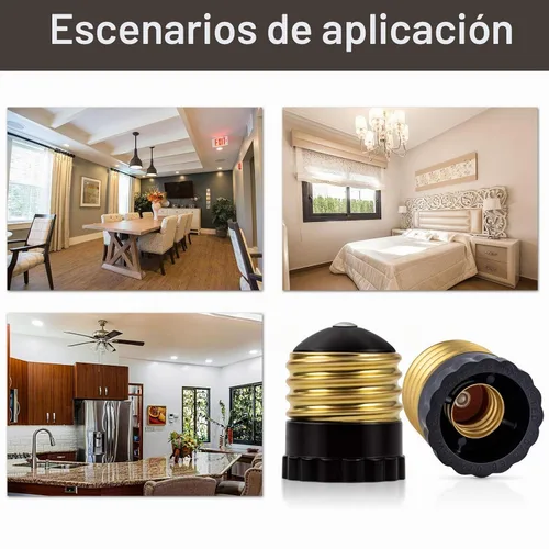 Vista 7 de DiCUNO Adaptador de enchufe E26 a E12 con certificación UL, negro, estándar (mediano) base E26 a candelabro E12 convertidor de enchufe de luz