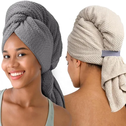 Vista 11 de Umisleep Toalla de pelo extra grande de microfibra para mujer, cabello largo, rizado y grueso, toalla de pelo súper suave antiencrespamiento