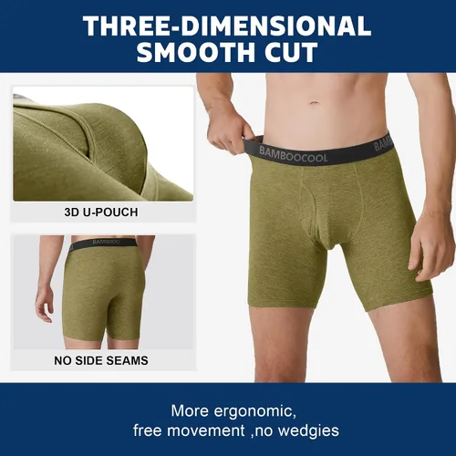 Vista 5 de BAMBOO COOL Men's Underwear Breathable Boxer Briefs with Fly Moisture-Wicking Lightweight Underwear 7-Pack