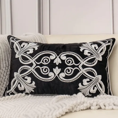 Vista 25 de Aeckself Funda de almohada floral europea de 16 x 16 pulgadas, funda de almohada decorativa bordada de terciopelo de lujo para sofá, dormitorio