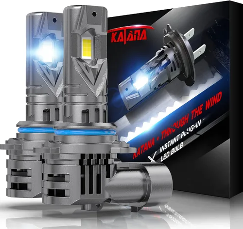 Vista 12 de KATANA Bombillas H4 mejoradas, 18000LM 6500K xenón blanco súper brillante tamaño mini con ventilador de refrigeración, luz antiniebla lista