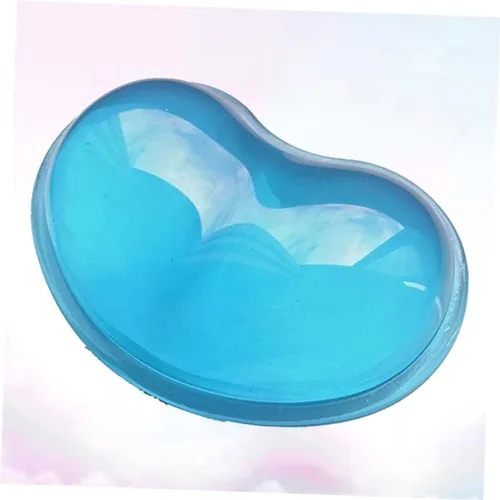 Vista 3 de Ciieeo Almohadilla de silicona azul con reposamuñecas con forma de corazón relleno de gel para computadora, soporte de muñeca para teclado
