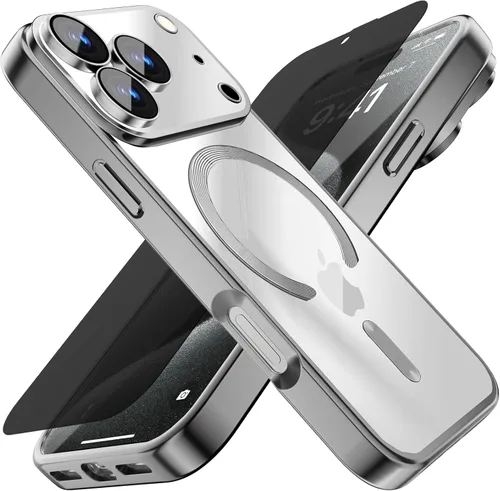 Vista 54 de Misscase Funda MagSafe compatible con iPhone 12 Pro Max con protector de lente de cámara, protección completa, funda magnética transparente