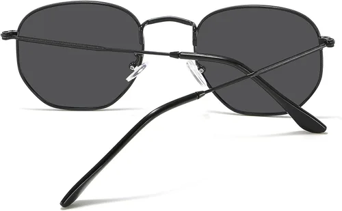 Vista 7 de Gafas de sol polarizadas hexagonales de metal, montura pequeña, unisex, para mujeres y hombres, protección UV, gafas ligeras