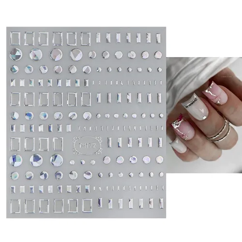 Vista 5 de JMEOWIO 9 hojas de calcomanías de arte de uñas con líneas de mármol, autoadhesivas, pegatinas para uñas plateadas, suministros para uñas, diseño