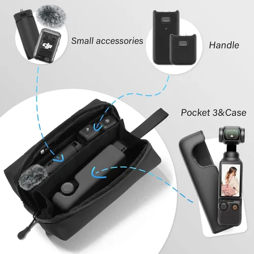 Vista 3 de Bolsa de transporte para DJI Osmo Pocket 4 3, bolsa de almacenamiento portátil para DJI Osmo Pocket 4 3 Creator Combo Accesorios, Funda protectora