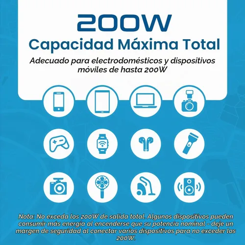 Vista 9 de Ceptics Convertidor de voltaje reductor de 200 W – Convertidor de voltaje de 220 V a 110 V para rizador, alisador, cargador – Carga rápida USB-A y C