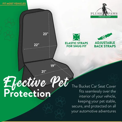 Vista 3 de Plush Paws Products Protector de asiento de coche premium Costuras de diamante Lavable e impermeable para asiento delantero para perro, camión