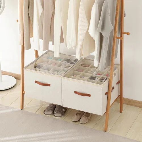 Vista 7 de Organizador de zapatos para armario, caja de almacenamiento de zapatos plegable grande con cubierta transparente, particiones extraíbles y parte