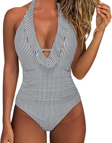 Vista 97 de SUUKSESS Traje de baño sexy de una pieza con volantes y control de abdomen para mujer