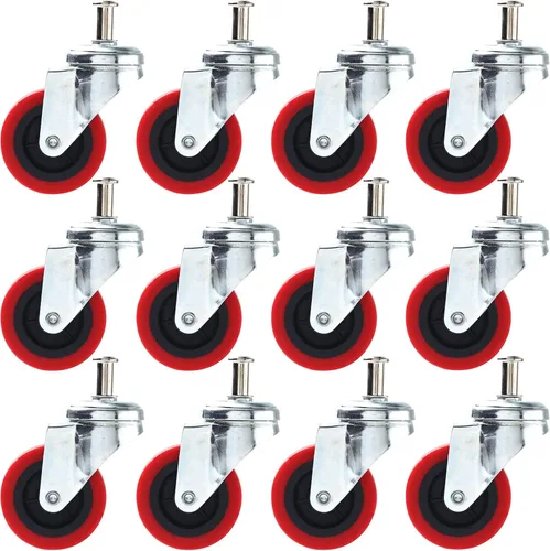Vista 7 de Paquete de 4 Ruedas Giratorias Resistentes de 2.5 Pulgadas para Carrito de Servicio Creeper Taburete con Montaje en Poste