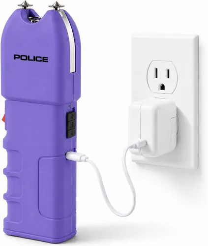 Vista 7 de POLICE - Pistola de aturdimiento para defensa personal 928, linterna LED recargable, color morado Protección de alto voltaje, diseño compacto