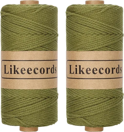 Vista 50 de Likeecords 100% Hilo de Ganchillo de Algodón Cordón de Bolsa de 2mm 170m Cordón de Macramé de 2mm Hilo de Crochet Cuerda de Macramé Regalo para Verde