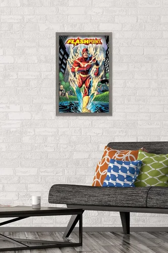 Vista 2 de Trends International DC Comics-The Flash-Flashpoint - Póster de pared, 14.725 x 22.375 pulgadas, versión enmarcada de madera de granero