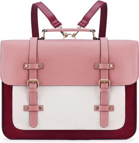 Vista 9 de ECOSUSI Bolsa de mensajero de cuero vegano para mujer, maletín de moda, bolso de mano para computadora