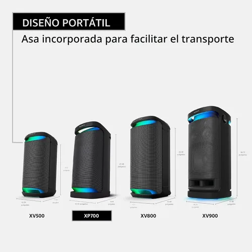 Vista 5 de Sony SRS-XP700 X-Series Altavoz inalámbrico portátil Bluetooth para fiesta de karaoke IPX4 resistente a salpicaduras con batería de 25 horas, negro
