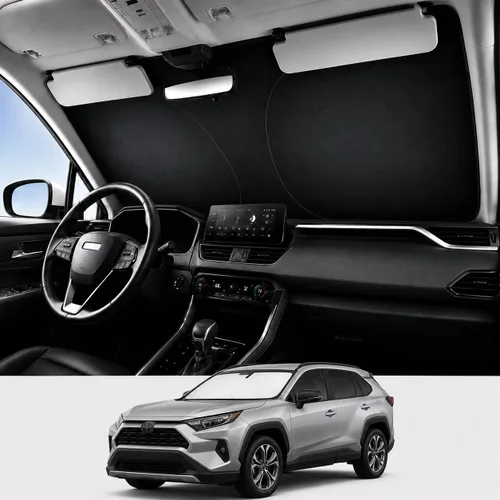 Vista 19 de Proadsy Parasol para parabrisas Rivian R1S 2022-2025 2026 de 4 capas plegable, protector de parasol frontal que bloquea los rayos UV, mantiene