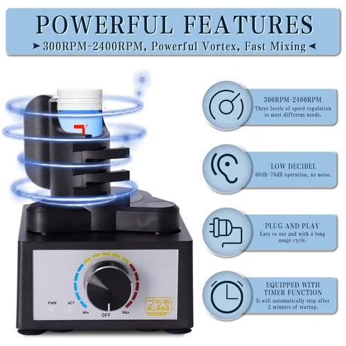 Vista 3 de Mini mezclador de vórtice, mezclador de pintura modelo manos libres, 300 ~ 2400 rpm, agitador de velocidad ajustable de tres etapas, adecuado