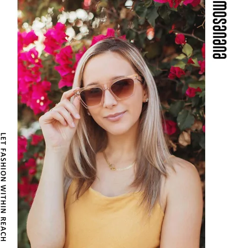 Vista 4 de mosanana Gafas de sol cuadradas con diseño de ojo de gato para mujer, modelo de estilo moderno-SHINE