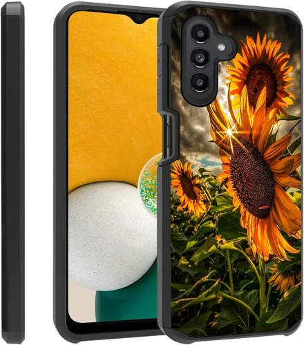 Vista 9 de Funda para teléfono Galaxy A14 5G, resistente 2 en 1 de doble capa híbrida de policarbonato duro y silicona suave a prueba de golpes, funda de Retro