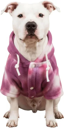 Vista 20 de Mklhgty Sudadera con capucha para perro de tie dye, abrigo de invierno para perros pequeños - capucha cálida y ajustable ultrasuave, tela