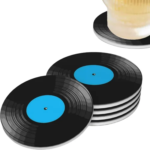 Vista 7 de Life is Better - Juego de 4 posavasos de cerámica absorbente para mesa de café, barra de madera, 4 pulgadas